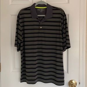 Cypress Club Tech golf shirt black gray striped L